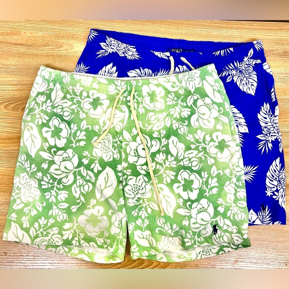 Set of 2 Polo Ralph Lauren Men Tropical Floral Spa Terry Short Size XL